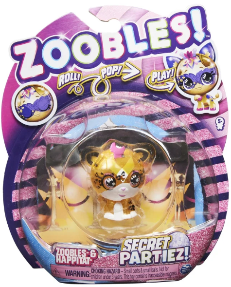 Zoobles Secret Partiez Pop Roll & Play Figure (Giraffe, Leopard, Zebra)