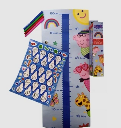 Peppa Pig Height Chart with Felt Pens & Sticker Sheet