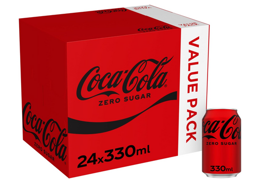 Coca-Cola Zero Sugar Soft Drink Cans 24 x 330ml — Free UK Postage
